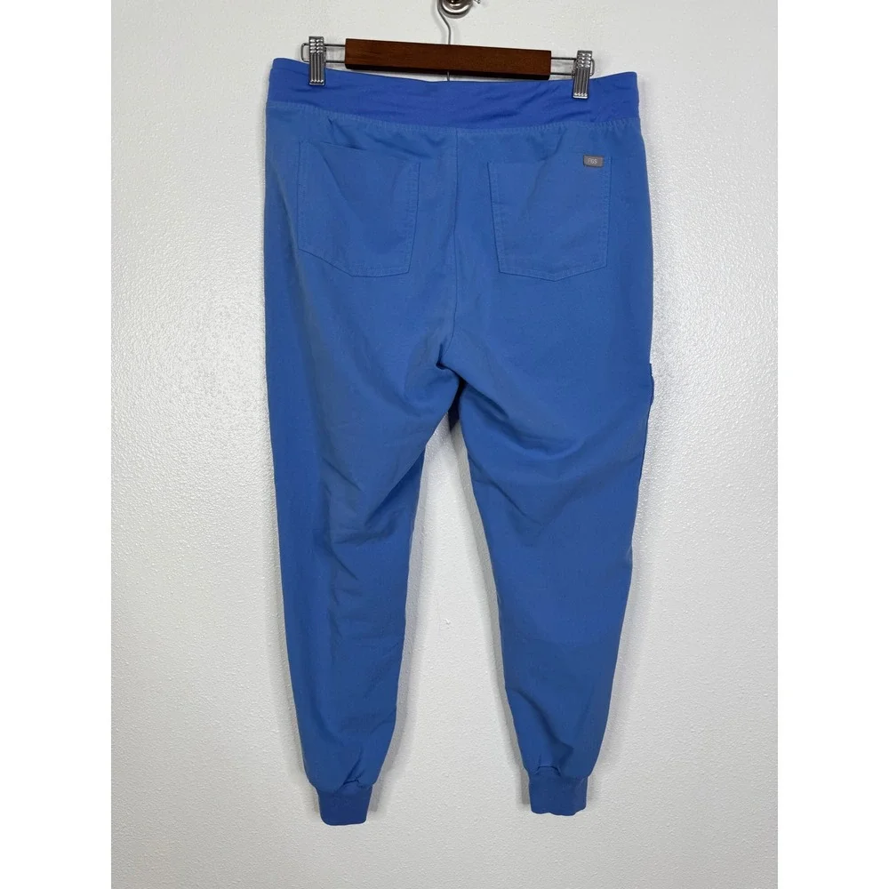 Figs Zamora Jogger Scrub Pants Blue Medium Petite W18SW2005P Cargo Yoga Waist